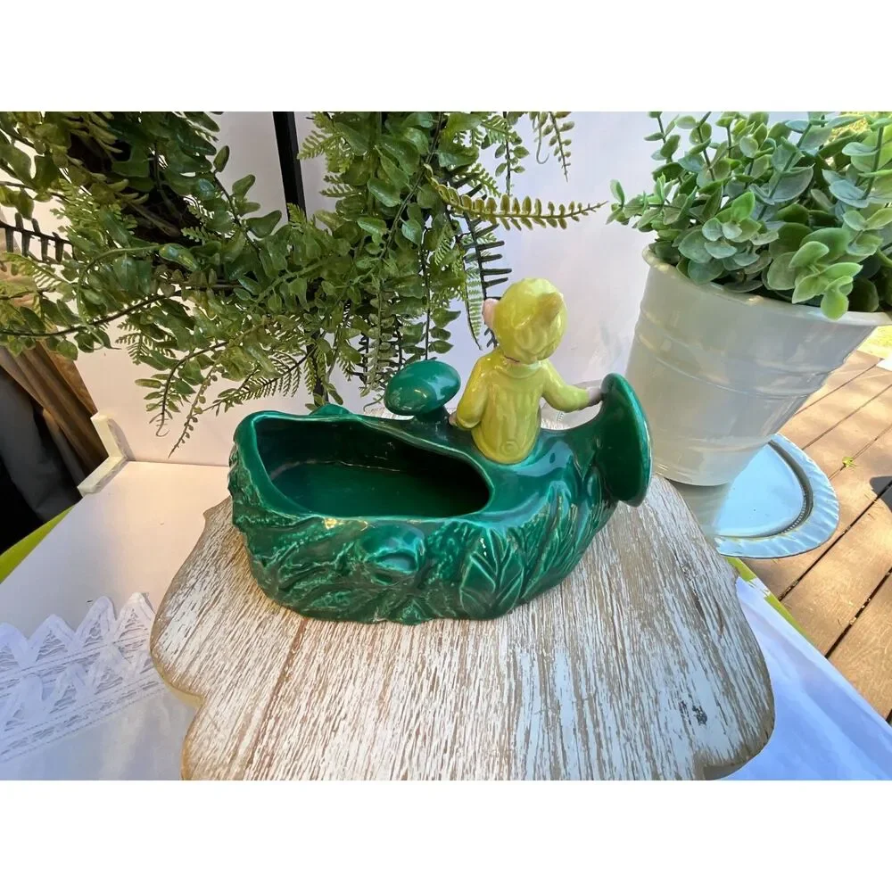 Gilner Pixie Elf Vintage Ceramic Planter Very Rare mushrooms